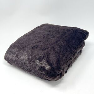 Brookstone Nap Travel Throw Blanket 2 Ply Chocolate Brown Plush Satin Trim 38x60